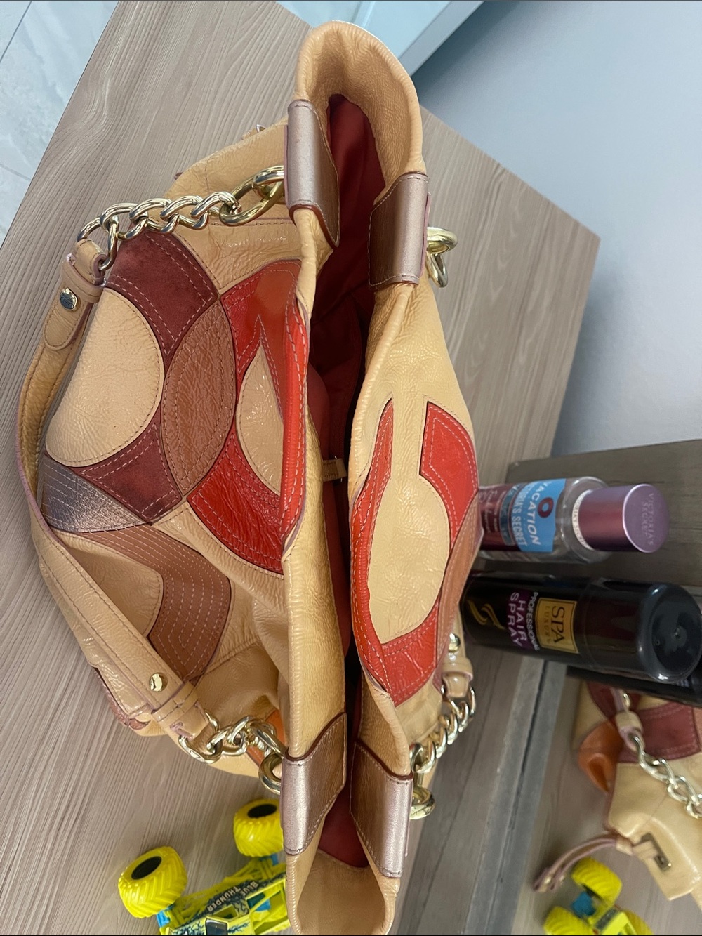 Coach Patchwork C Logo Tote in Yellow, Red and Brown - Picture 11 of 13